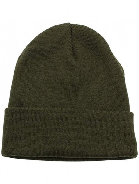 Skullies & Beanies Beanie Men Women - Unisex Cuffed Skull Knit Winter Hat Cap - Dark Green - CR18L4DZU6D $10.91