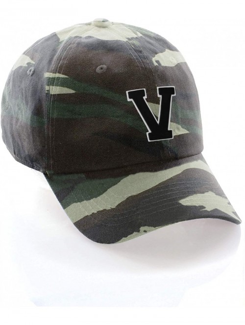 Baseball Caps Customized Letter Intial Baseball Hat A to Z Team Colors- Camo Cap White Black - Letter V - C118NDNX7NS $18.84