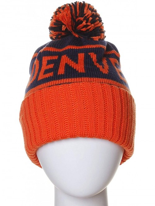 Skullies & Beanies USA Favorite City Cuff Cable Knit Winter Pom Pom Beanie Hat Cap - Denver - Blue - C9126ZPFIJN $13.03