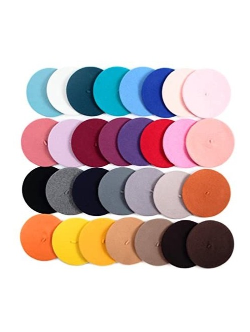 Berets Women Ladies Solid Painters Color Classic French Fashion Wool Bowler Beret Hat - Black - CF12NZ5BKGB $11.29