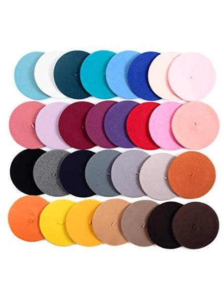 Berets Women Ladies Solid Painters Color Classic French Fashion Wool Bowler Beret Hat - Black - CF12NZ5BKGB $11.29