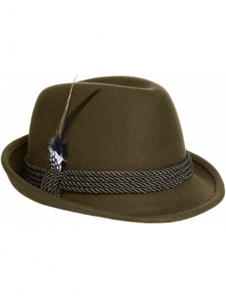 Fedoras Alpine Holiday Oktoberfest Wool Bavarian Fedora Hat - Green - Medium (7 to 7 1/8) St. Patrick's Day - C912CIM6PTT $54.21