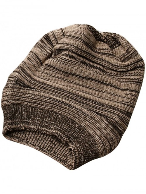 Skullies & Beanies Men Textured Design Winter Wearing Knit Cap Beanie Hat - Khaki - C2110JVLXRL $13.54