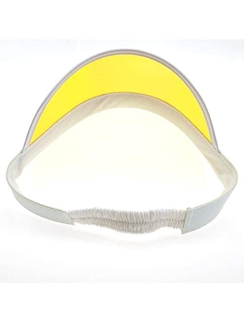 Sun Hats Women Men Sun Visor Caps Transparent Colored Plastic Sun Hat Elastic Headband Solar Summer UV Protection Outdoor - C...