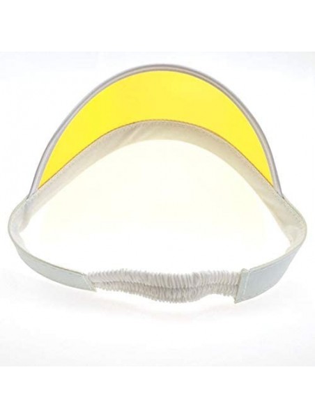 Sun Hats Women Men Sun Visor Caps Transparent Colored Plastic Sun Hat Elastic Headband Solar Summer UV Protection Outdoor - C...