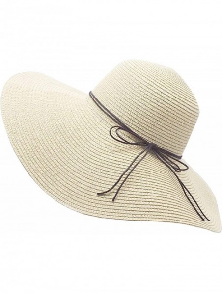 Sun Hats Womens Floppy Straw Hat Wide Brim Foldable Beach Cap Sun Hat for Women UPF 50+ - Cd14-beige - CB17YX793EA $23.80