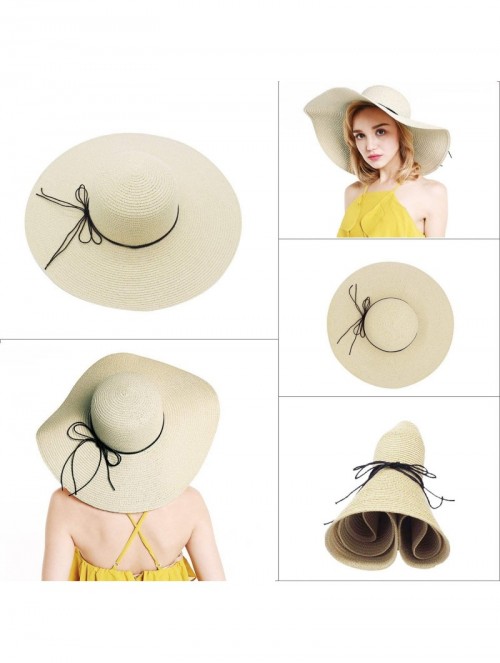 Sun Hats Womens Floppy Straw Hat Wide Brim Foldable Beach Cap Sun Hat for Women UPF 50+ - Cd14-beige - CB17YX793EA $23.80