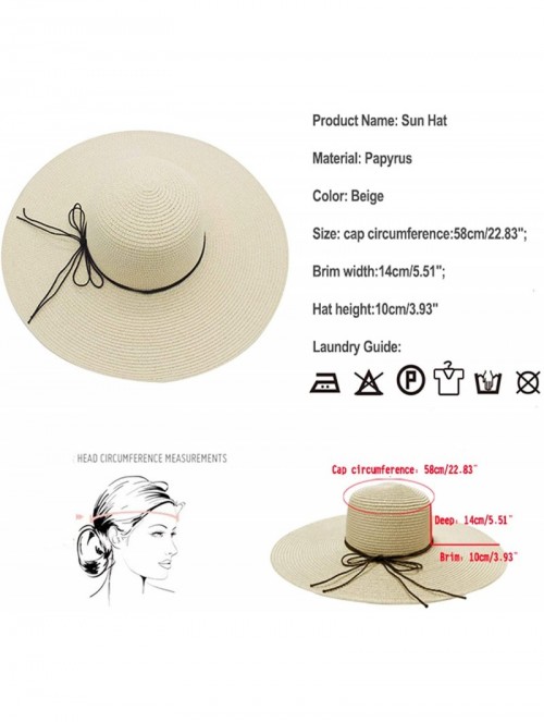 Sun Hats Womens Floppy Straw Hat Wide Brim Foldable Beach Cap Sun Hat for Women UPF 50+ - Cd14-beige - CB17YX793EA $23.80