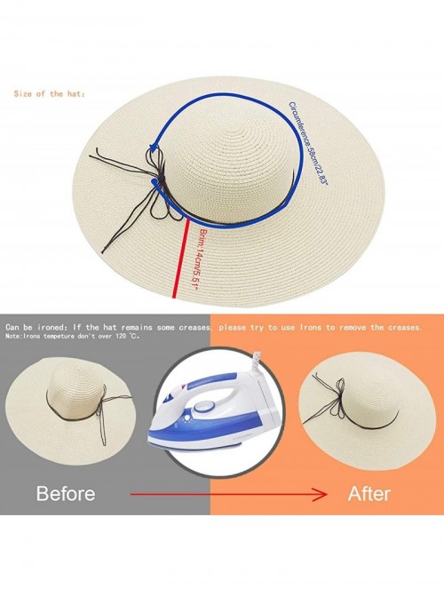 Sun Hats Womens Floppy Straw Hat Wide Brim Foldable Beach Cap Sun Hat for Women UPF 50+ - Cd14-beige - CB17YX793EA $23.80