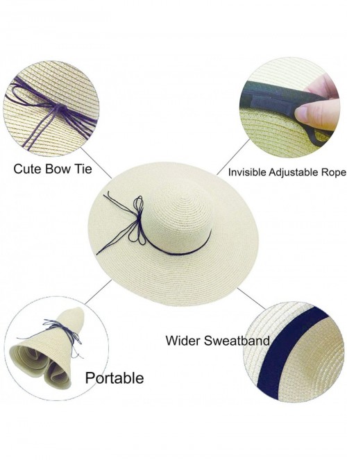 Sun Hats Womens Floppy Straw Hat Wide Brim Foldable Beach Cap Sun Hat for Women UPF 50+ - Cd14-beige - CB17YX793EA $23.80