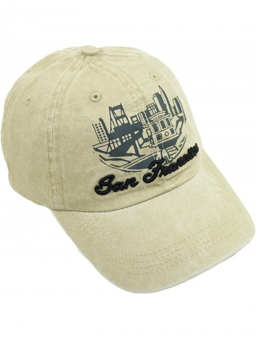 Baseball Caps USA City Embroidered Hat Adjustable Landscape Cotton Baseball Cap - San Francisco-beige - CR18EK2D4CL $14.94