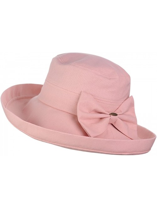 Sun Hats Women's Summer Packable Bow Accent Foldable Brim Beach Sun Hat - Rose - CR17YUY0G45 $13.63