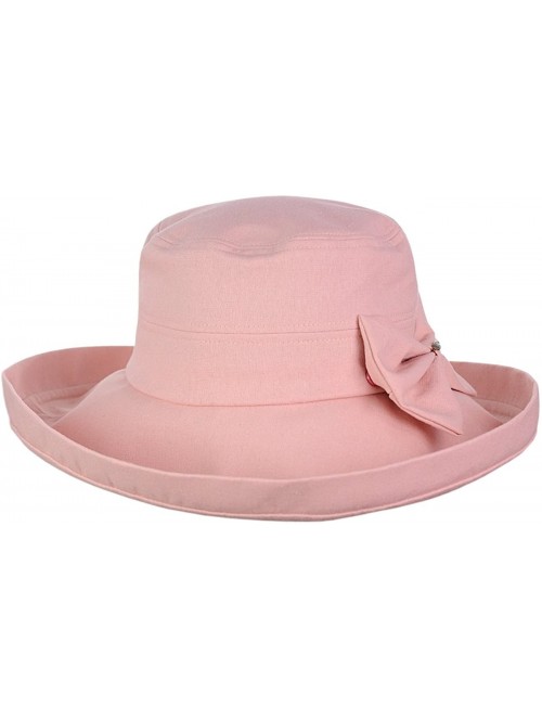 Sun Hats Women's Summer Packable Bow Accent Foldable Brim Beach Sun Hat - Rose - CR17YUY0G45 $13.63