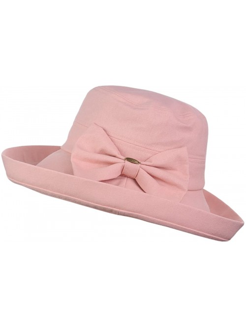 Sun Hats Women's Summer Packable Bow Accent Foldable Brim Beach Sun Hat - Rose - CR17YUY0G45 $13.63