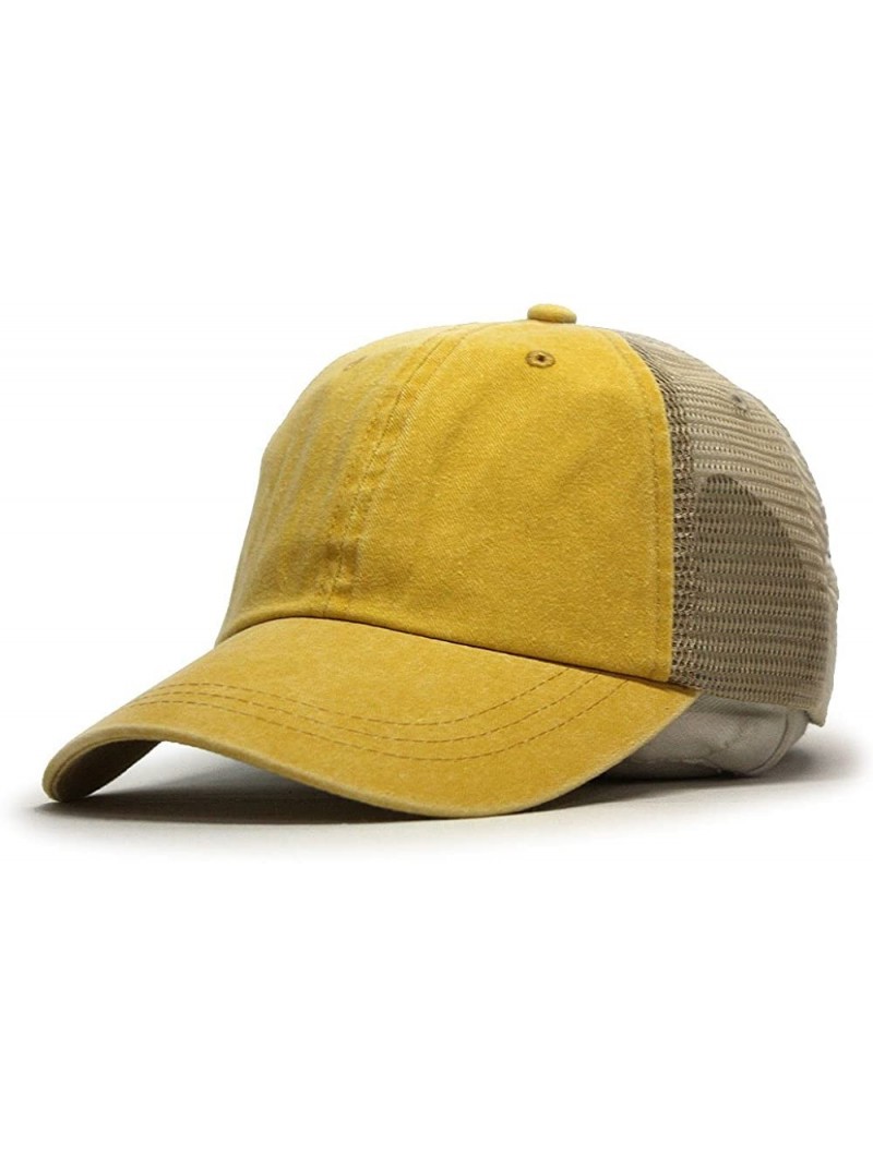 Baseball Caps Vintage Washed Cotton Soft Mesh Adjustable Baseball Cap - Mango/Mango/Khaki - CG180E5IDM8 $12.23