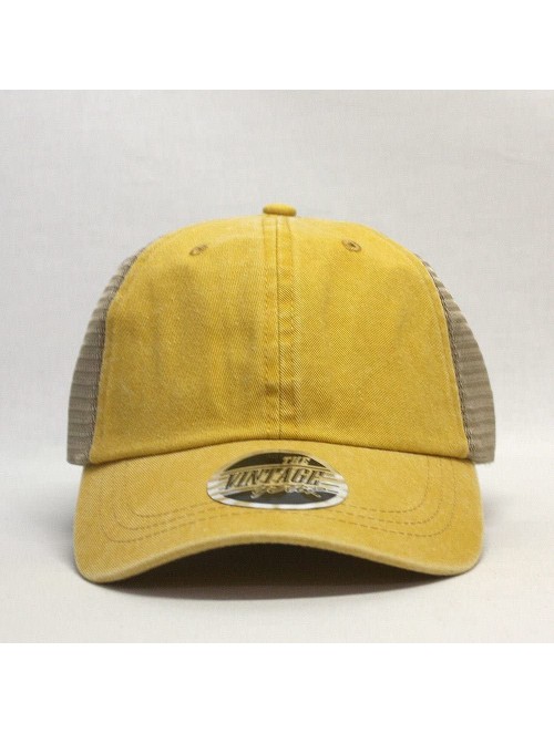 Baseball Caps Vintage Washed Cotton Soft Mesh Adjustable Baseball Cap - Mango/Mango/Khaki - CG180E5IDM8 $12.23