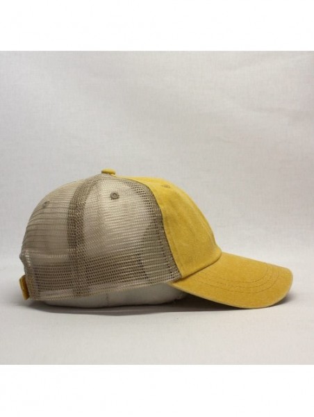 Baseball Caps Vintage Washed Cotton Soft Mesh Adjustable Baseball Cap - Mango/Mango/Khaki - CG180E5IDM8 $12.23