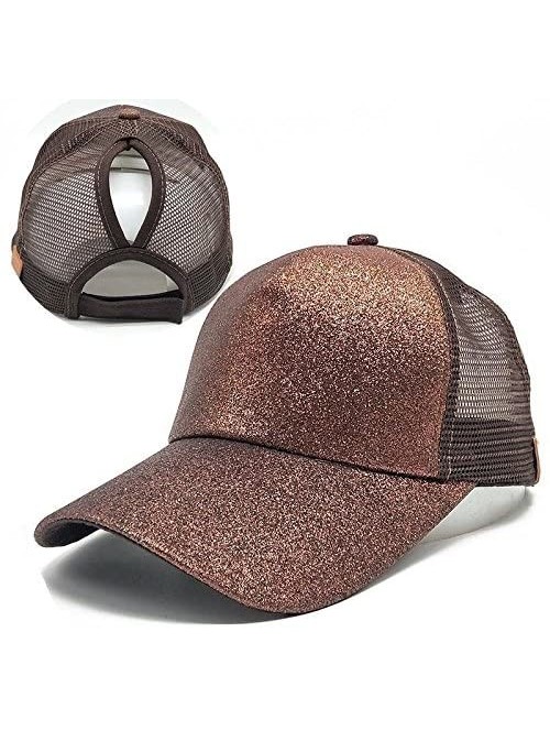 Baseball Caps Gliter Sequin Mesh Dad Hat - Coffee - C718DS3MAX0 $11.59