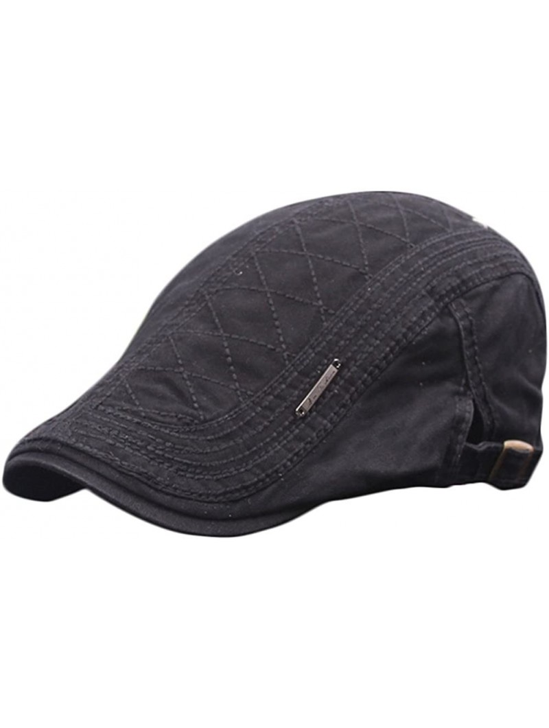 Newsboy Caps Men's Ivy Gatsby Newsboy Driving Hat Beret Cabbie Flat Hunting Cap - Black - C818MDEMY98 $10.90