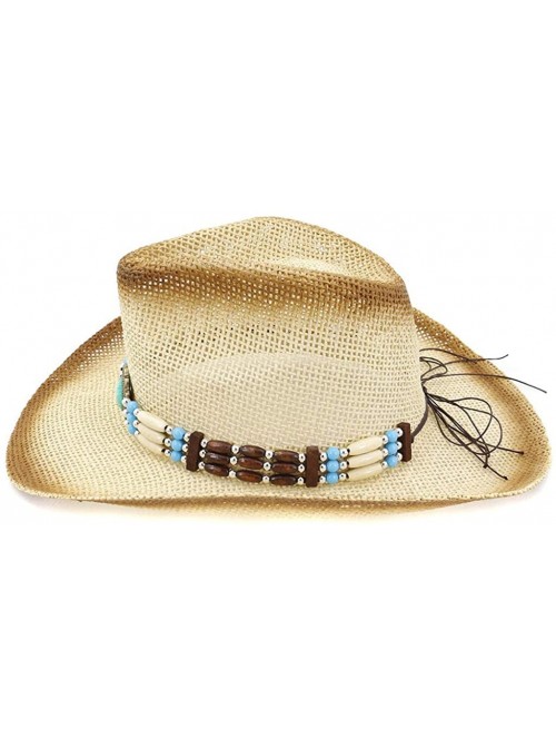 Cowboy Hats Men & Women's Woven Straw Cowboy Hat Classic Cattleman Cowgirl Straw Hat 2019 New - Beige - C618WOHNY5N $11.86