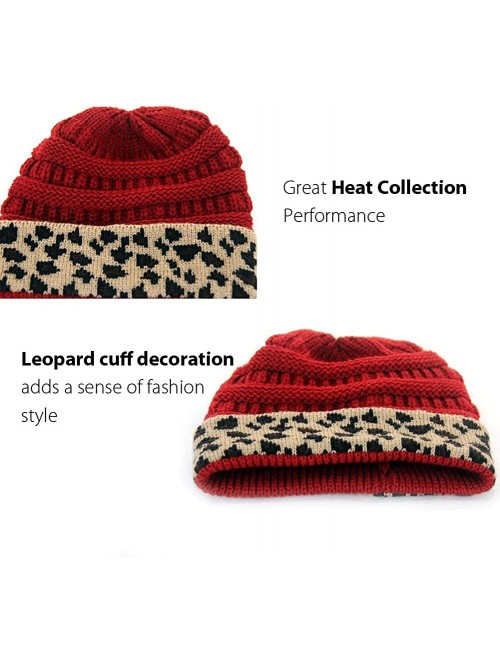 Skullies & Beanies Womens Winter Leopard Cheetah Beanies - Black - CC1935KMSI2 $17.70