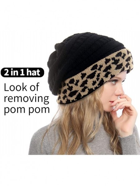 Skullies & Beanies Womens Winter Leopard Cheetah Beanies - Black - CC1935KMSI2 $17.70