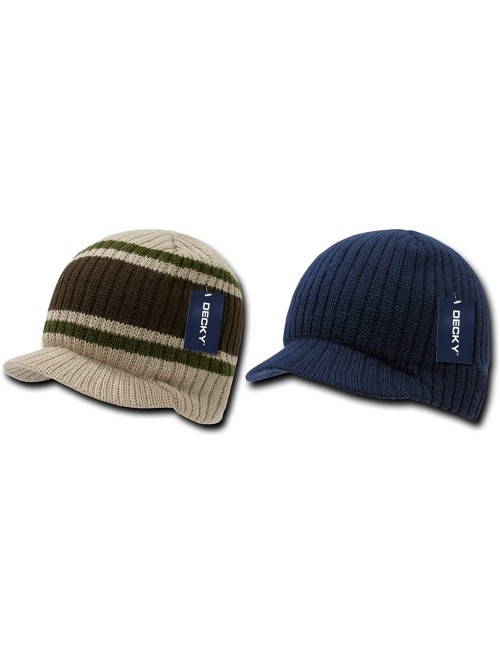 Skullies & Beanies Campus Jeep Cap Asst Colors 2 PK - Stripe Khaki / Solid Navy - CH127DIZTL3 $21.79