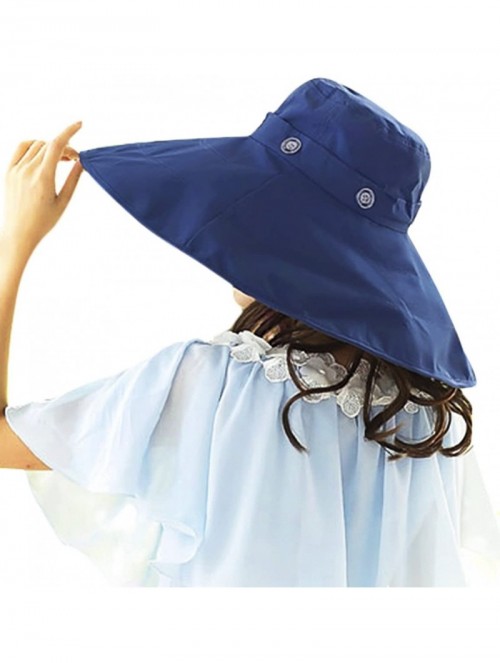 Bucket Hats Womens Summer Wide Brim Sun Hats Floppy Foldable Beach Bucket Hat UPF 50+ - Navy Blue - CA12JQ5HFTZ $21.10