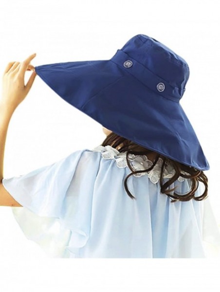 Bucket Hats Womens Summer Wide Brim Sun Hats Floppy Foldable Beach Bucket Hat UPF 50+ - Navy Blue - CA12JQ5HFTZ $21.10