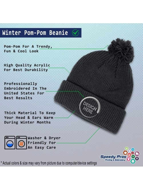 Skullies & Beanies Winter Pom Pom Beanie Men & Women Us Air Force Retired Embroidery Skull Cap Hat - Black - CU18A0DS4LT $17.27