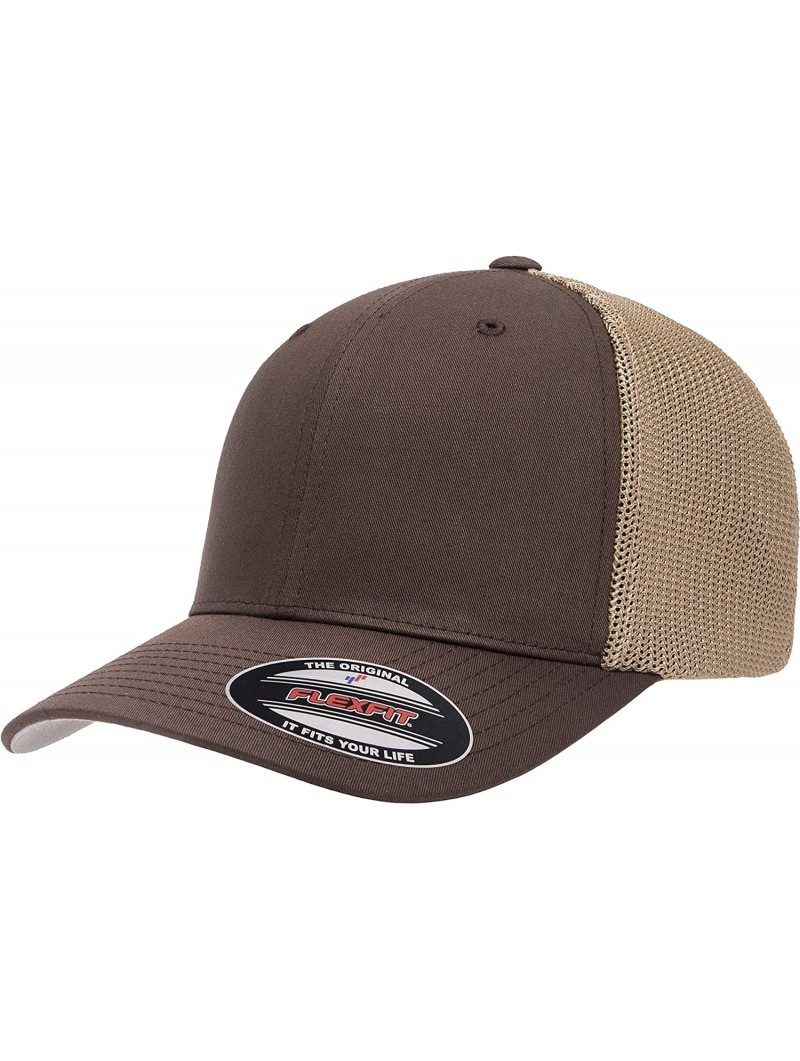 Baseball Caps Trucker Mesh Fitted Cap - Brown/Khaki - CM193H66DIS $9.89