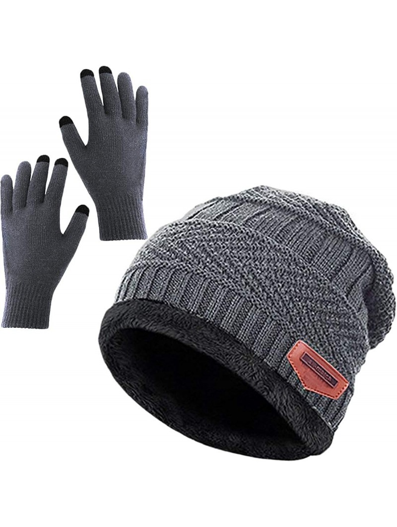 Skullies & Beanies Beanie Hat Scarf and Touchscreen Gloves Set for Men & Women Stretch Warm Fleece lining Cap(2Pcs / 3Pcs) - ...