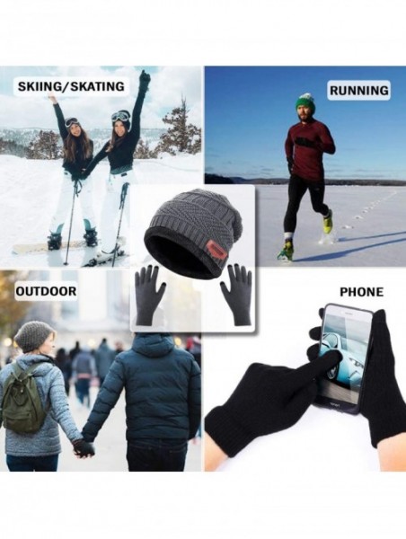 Skullies & Beanies Beanie Hat Scarf and Touchscreen Gloves Set for Men & Women Stretch Warm Fleece lining Cap(2Pcs / 3Pcs) - ...