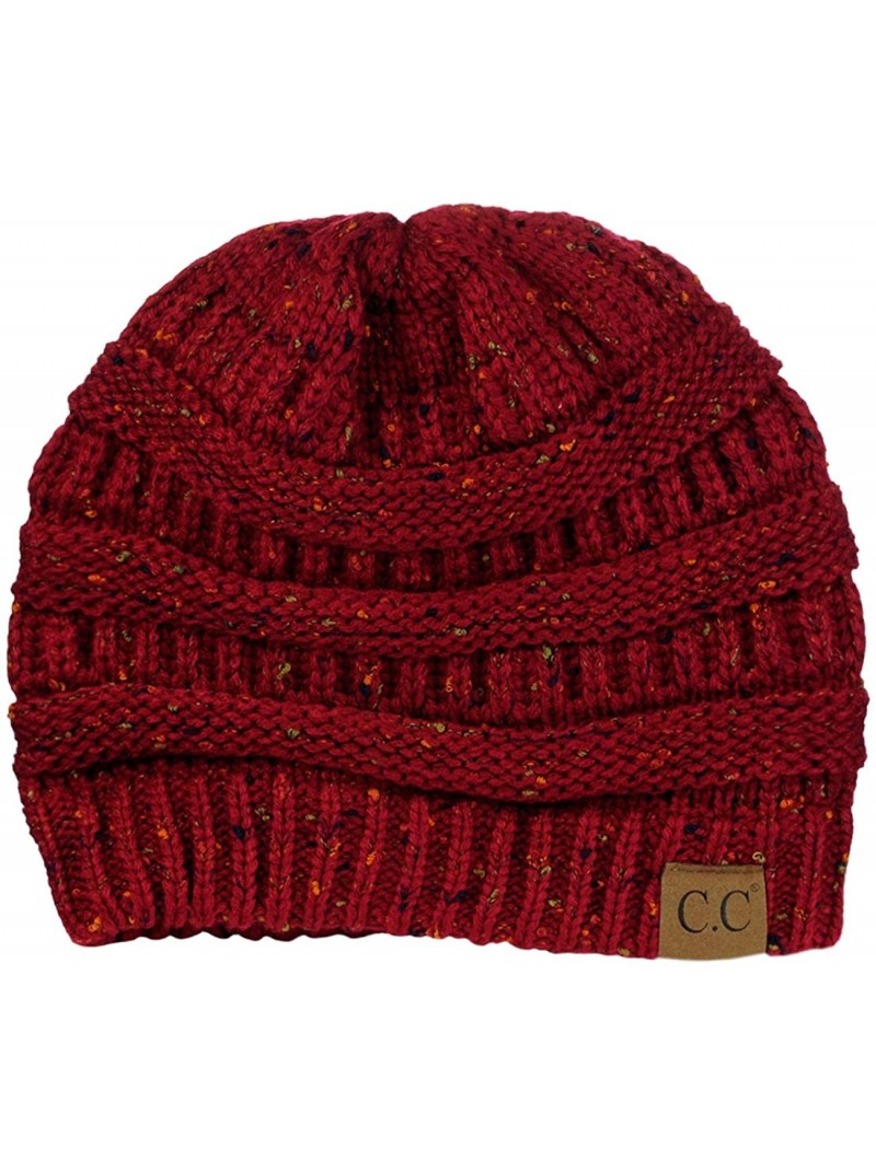 Skullies & Beanies Unisex Colorful Confetti Soft Stretch Cable Knit Beanie Skull Cap - Burgundy - CJ12709GNTR $13.60