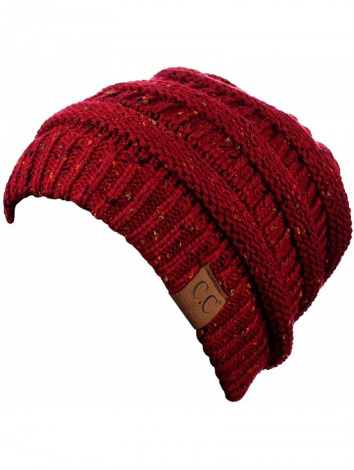 Skullies & Beanies Unisex Colorful Confetti Soft Stretch Cable Knit Beanie Skull Cap - Burgundy - CJ12709GNTR $13.60