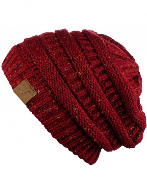 Skullies & Beanies Unisex Colorful Confetti Soft Stretch Cable Knit Beanie Skull Cap - Burgundy - CJ12709GNTR $13.60