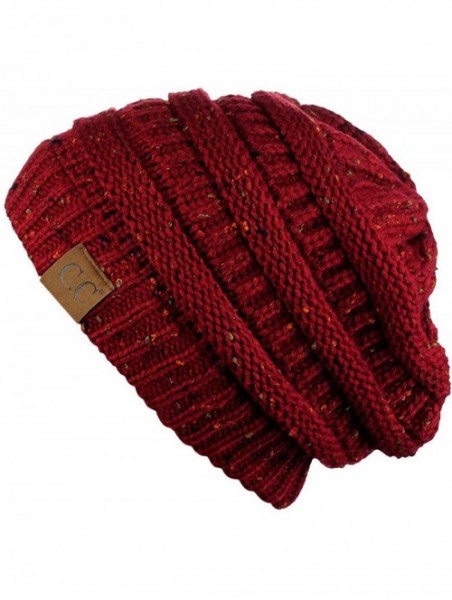 Skullies & Beanies Unisex Colorful Confetti Soft Stretch Cable Knit Beanie Skull Cap - Burgundy - CJ12709GNTR $13.60