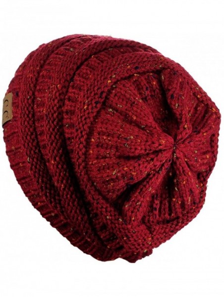 Skullies & Beanies Unisex Colorful Confetti Soft Stretch Cable Knit Beanie Skull Cap - Burgundy - CJ12709GNTR $13.60