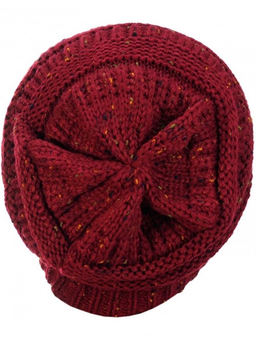 Skullies & Beanies Unisex Colorful Confetti Soft Stretch Cable Knit Beanie Skull Cap - Burgundy - CJ12709GNTR $13.60