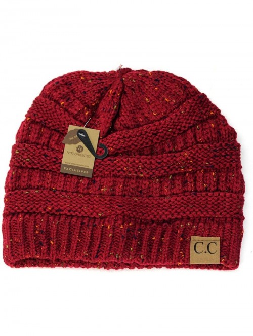 Skullies & Beanies Unisex Colorful Confetti Soft Stretch Cable Knit Beanie Skull Cap - Burgundy - CJ12709GNTR $13.60