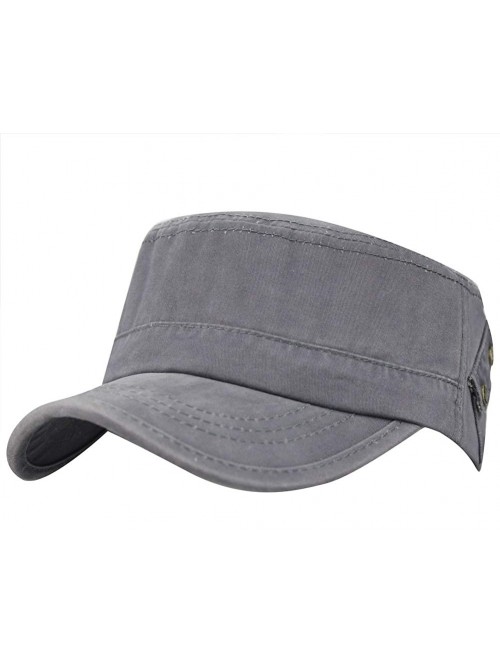 Baseball Caps Mens 100% Cotton Flat Top Running Golf Army Corps Military Baseball Caps Hats - Slant Gray - CR18S4K79NT $13.33