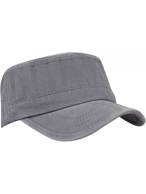 Baseball Caps Mens 100% Cotton Flat Top Running Golf Army Corps Military Baseball Caps Hats - Slant Gray - CR18S4K79NT $13.33