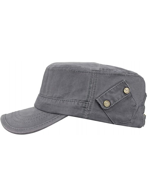 Baseball Caps Mens 100% Cotton Flat Top Running Golf Army Corps Military Baseball Caps Hats - Slant Gray - CR18S4K79NT $13.33