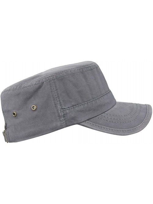 Baseball Caps Mens 100% Cotton Flat Top Running Golf Army Corps Military Baseball Caps Hats - Slant Gray - CR18S4K79NT $13.33