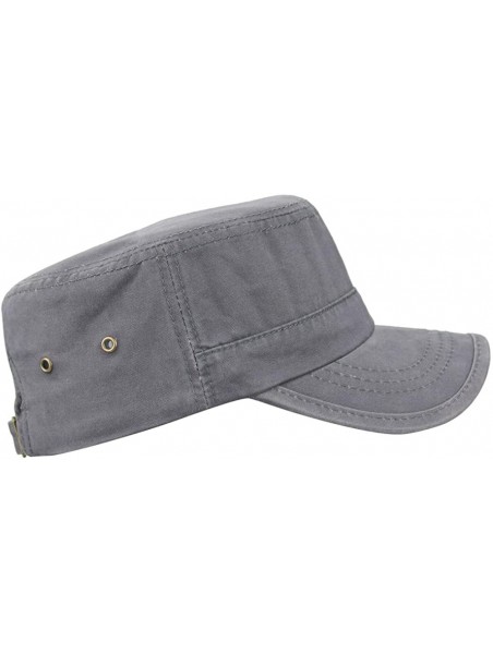 Baseball Caps Mens 100% Cotton Flat Top Running Golf Army Corps Military Baseball Caps Hats - Slant Gray - CR18S4K79NT $13.33