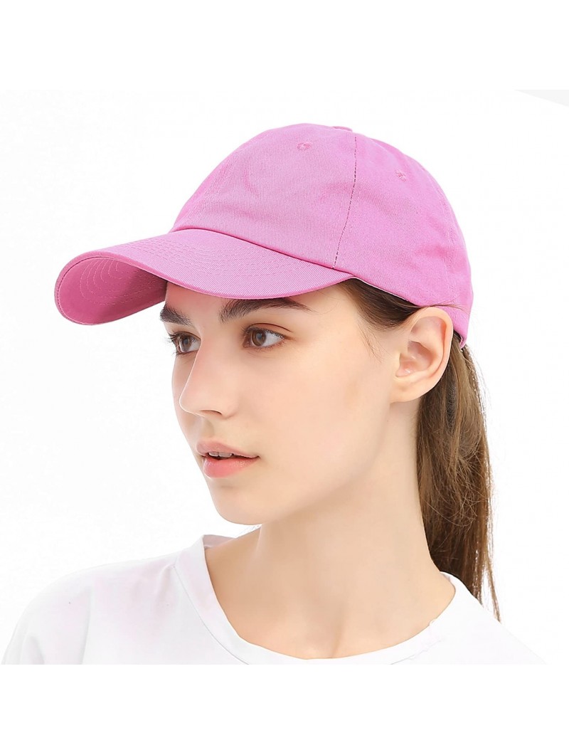 Baseball Caps Unisex Washed Dyed Cotton Adjustable Solid Baseball Cap - Dfh269-fuchsia Pink - CG18GMG8DDH $14.21