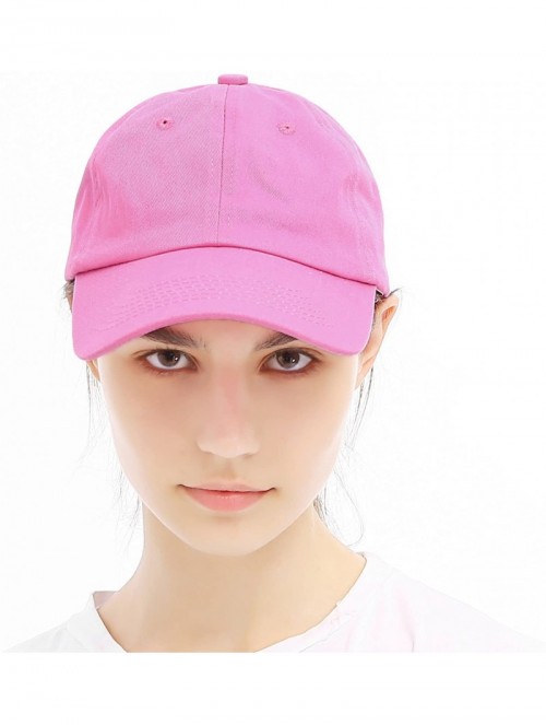 Baseball Caps Unisex Washed Dyed Cotton Adjustable Solid Baseball Cap - Dfh269-fuchsia Pink - CG18GMG8DDH $14.21