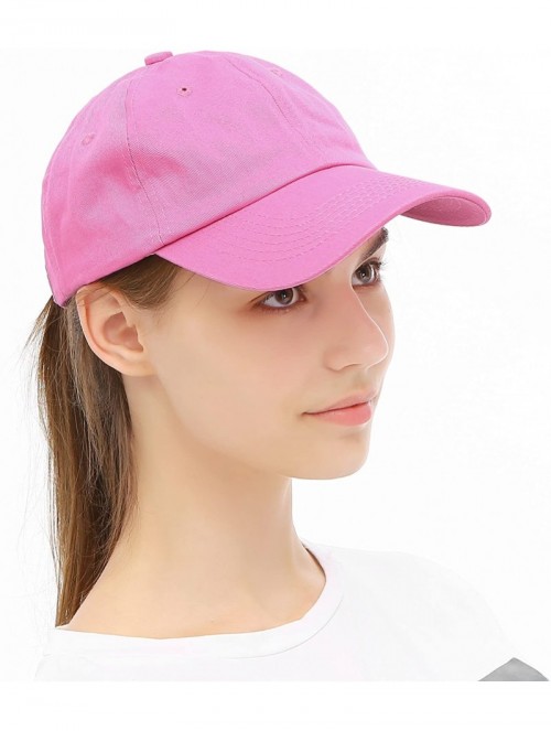 Baseball Caps Unisex Washed Dyed Cotton Adjustable Solid Baseball Cap - Dfh269-fuchsia Pink - CG18GMG8DDH $14.21