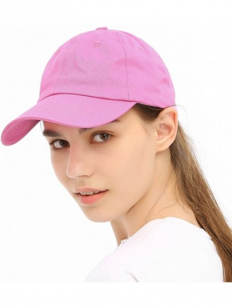 Baseball Caps Unisex Washed Dyed Cotton Adjustable Solid Baseball Cap - Dfh269-fuchsia Pink - CG18GMG8DDH $14.21