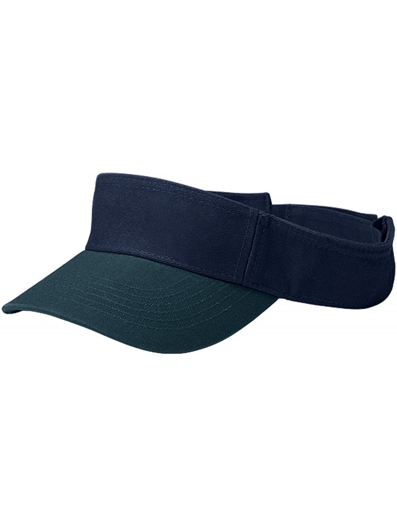 Visors Unisex Pro Style Cotton Twill Washed Visor-4021A - Navy/Dark Green - C4121HKNYKB $12.31